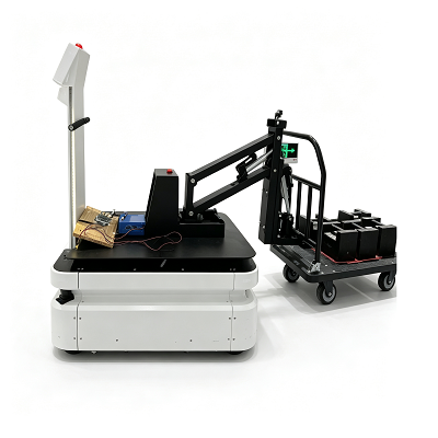 Autonomer industrieller Transferroboter mit Schleppwagen